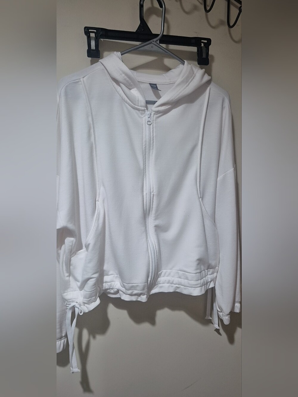 Ladies White Zip Hoddie/ Jacket.